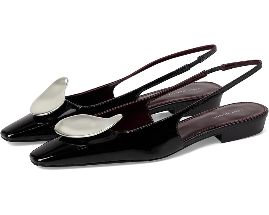 Балетки Tory Burch Patos Slingback, цвет Perfect Black/Silver