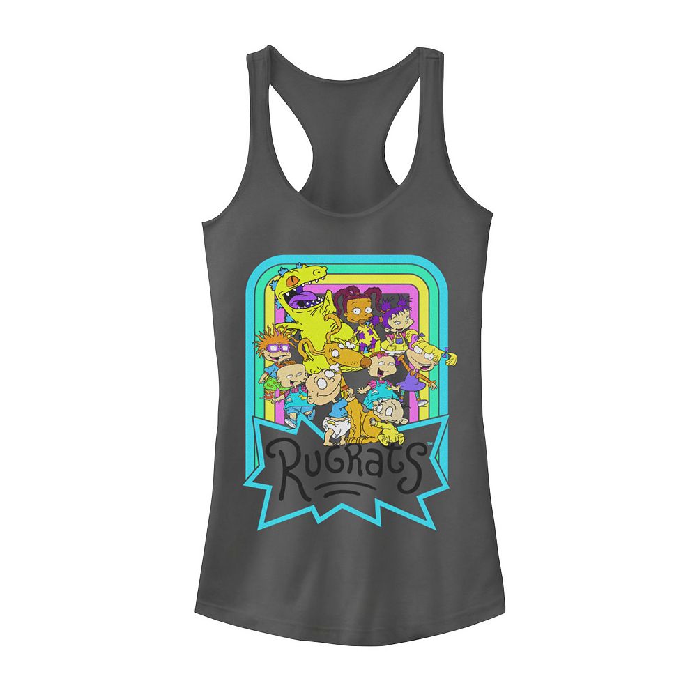 

Неоновая майка с рисунком Racerback Reptar And Friends для юниоров Rugrats Neon Rainbow Reptar And Friends Nickelodeon, цвет Charcoal