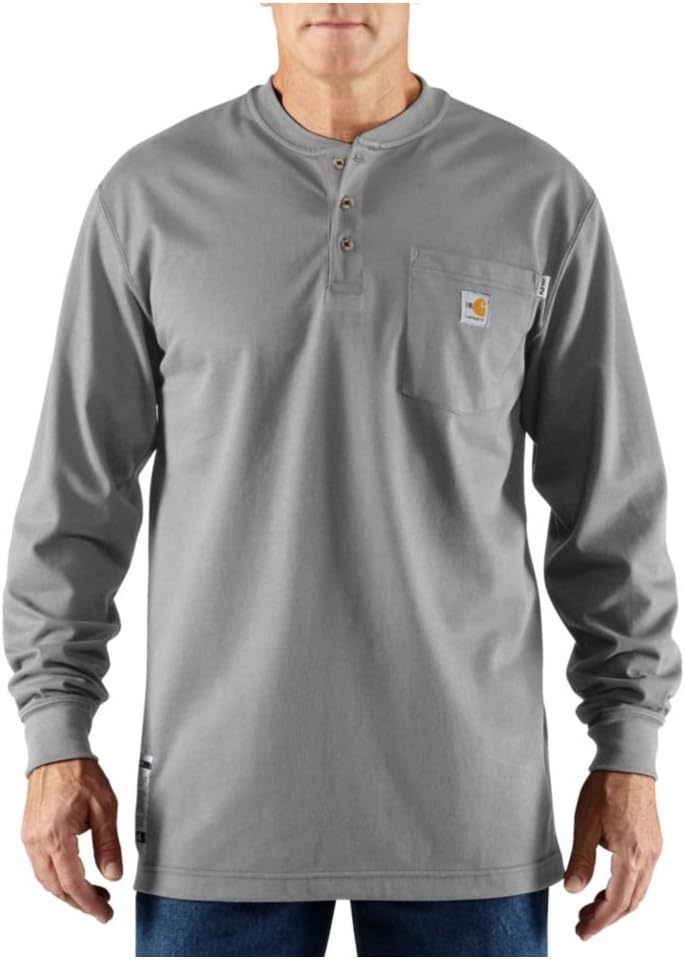 

Carhartt мужская огнестойкая футболка Force Cotton с длинным рукавом, Light Gray