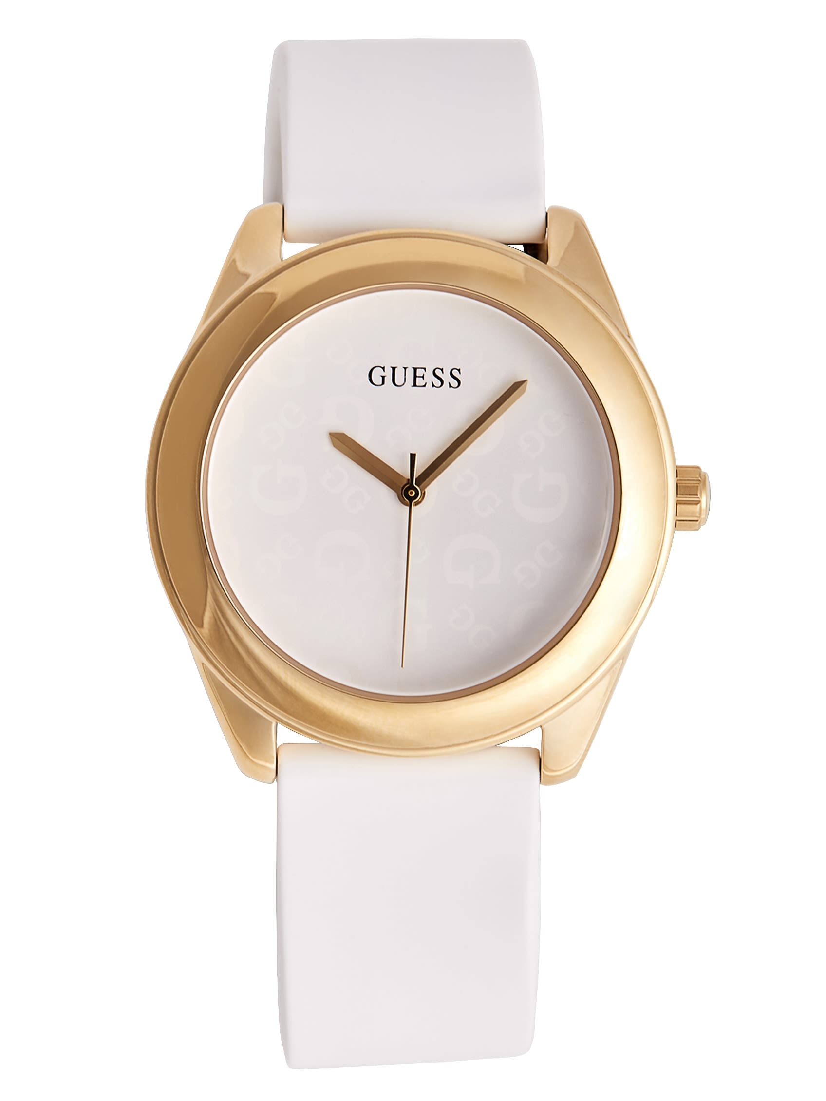 

Часы с логотипом из белого и золотистого силикона Guess Factory