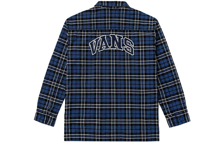 Рубашка (WMNS) Vans Contrasting Colors Plaid Logo Printing Long Sleeves Blue Shirt VN0A7TNT2T9, синий — фото 2