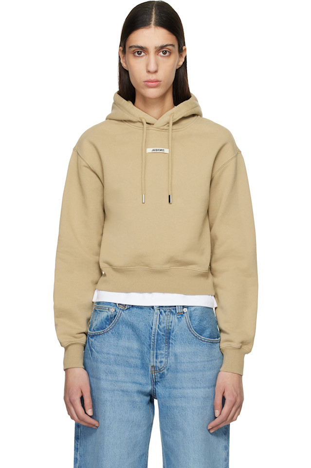 

Jacquemus Бежевая толстовка с капюшоном из крупнозернистой ткани
