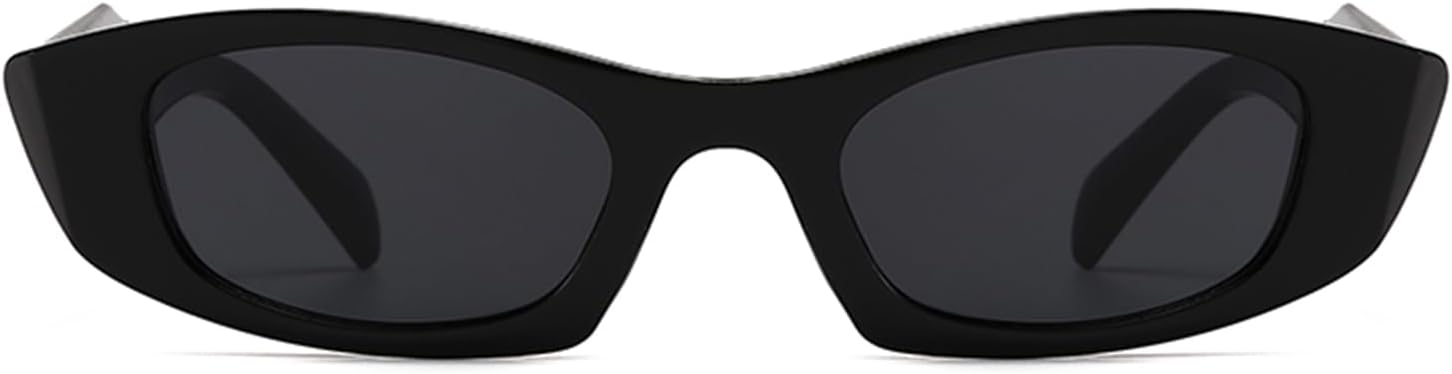 

Солнцезащитные очки YAMEIZE в стиле ретро, ​​узкие прямоугольные, для женщин и мужчин, винтажные, 90-е, тонкие, прямоугольные, с защитой от УФ-излучения UV400, Black Grey