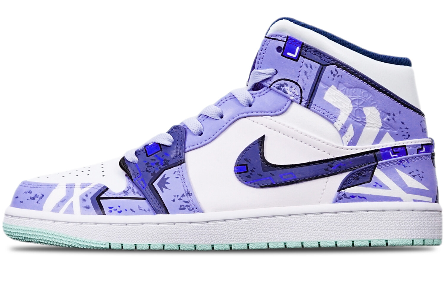 

Кроссовки Air JORDAN 1 Vintage Basketball Shoes Women's Mid-Top White Purple