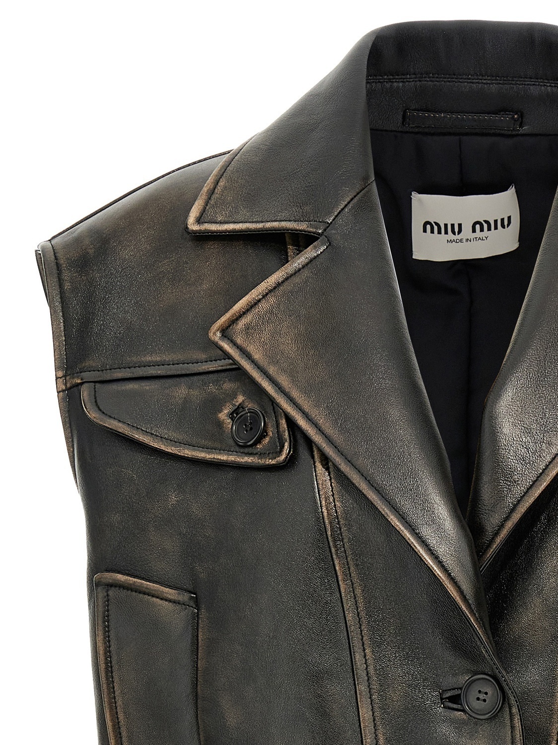 Жилет из наппы с логотипом MIU MIU, коричневый — фото 3