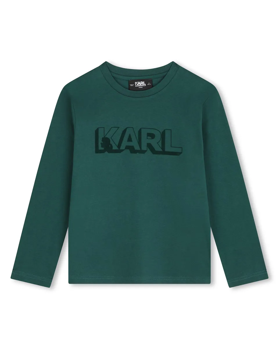 

Футболка для мальчика с длинными рукавами из 100% хлопка Karl Lagerfeld Kids, темно-зеленый