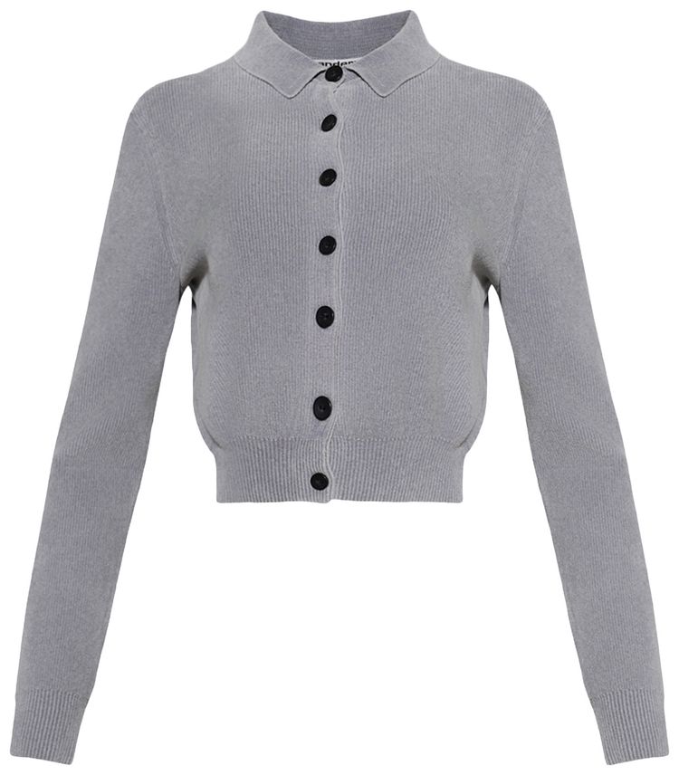 

Укороченный кардиган-поло с длинными рукавами и тисненым логотипом Alexander Wang, серый