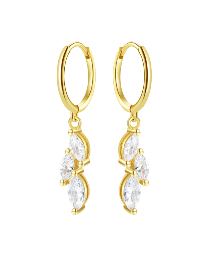 

Hey Happiness Позолоченные серьги с подвесками из кубического циркония, серебро 925 пробы в золотом исполнении