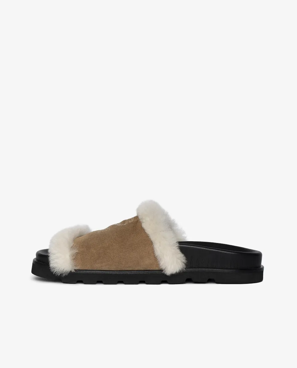 Женские мюли Teddy Bare с черной замшей и меховой подкладкой Zadig & Voltaire — фото 3