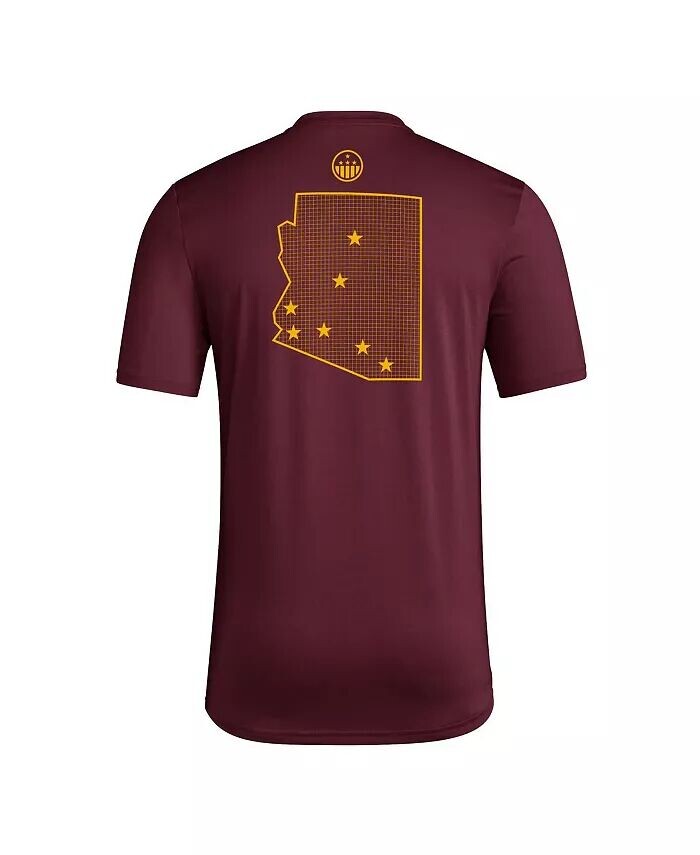 Футболка мужская темно-бордовая Arizona State Sun Devils Honor Support Pre-Game adidas — фото 3