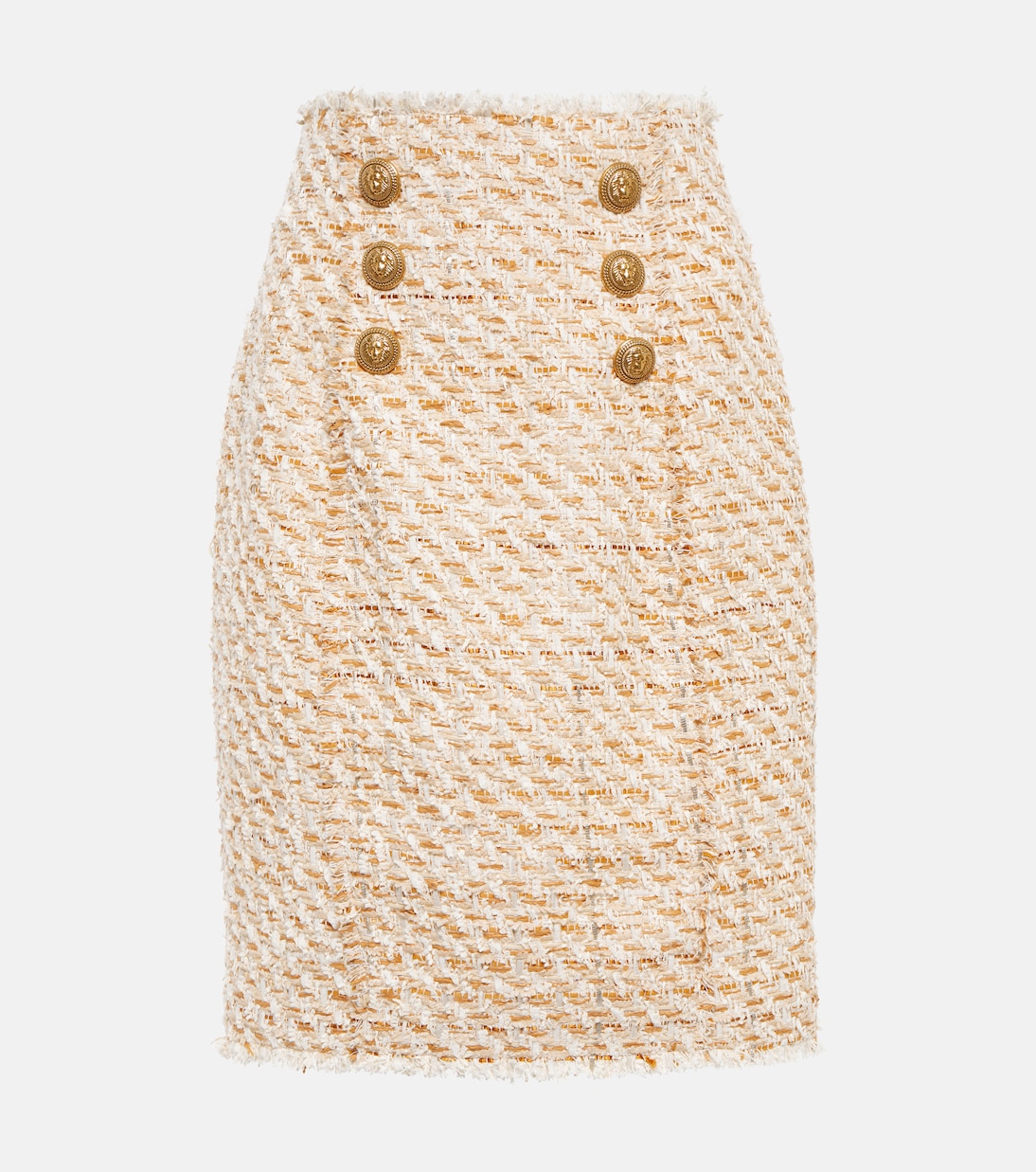

Мини-юбка из твида с высокой талией Balmain, Multi-Beige
