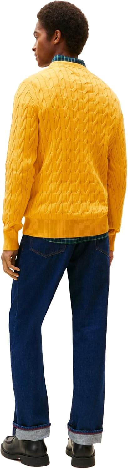 Мужской свитер Tommy Hilfiger Crest Cable Knit Crewneck, легкий пуловер, Countryside Yellow — фото 4