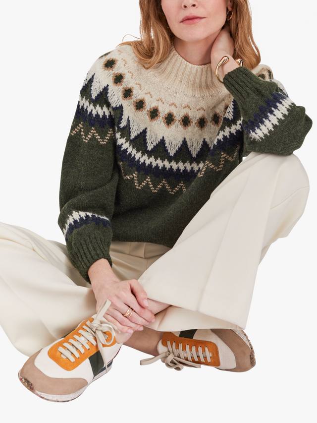 

Шерстяной джемпер с бриллиантами fair isle Celtic & Co., цвет Olive/Multi