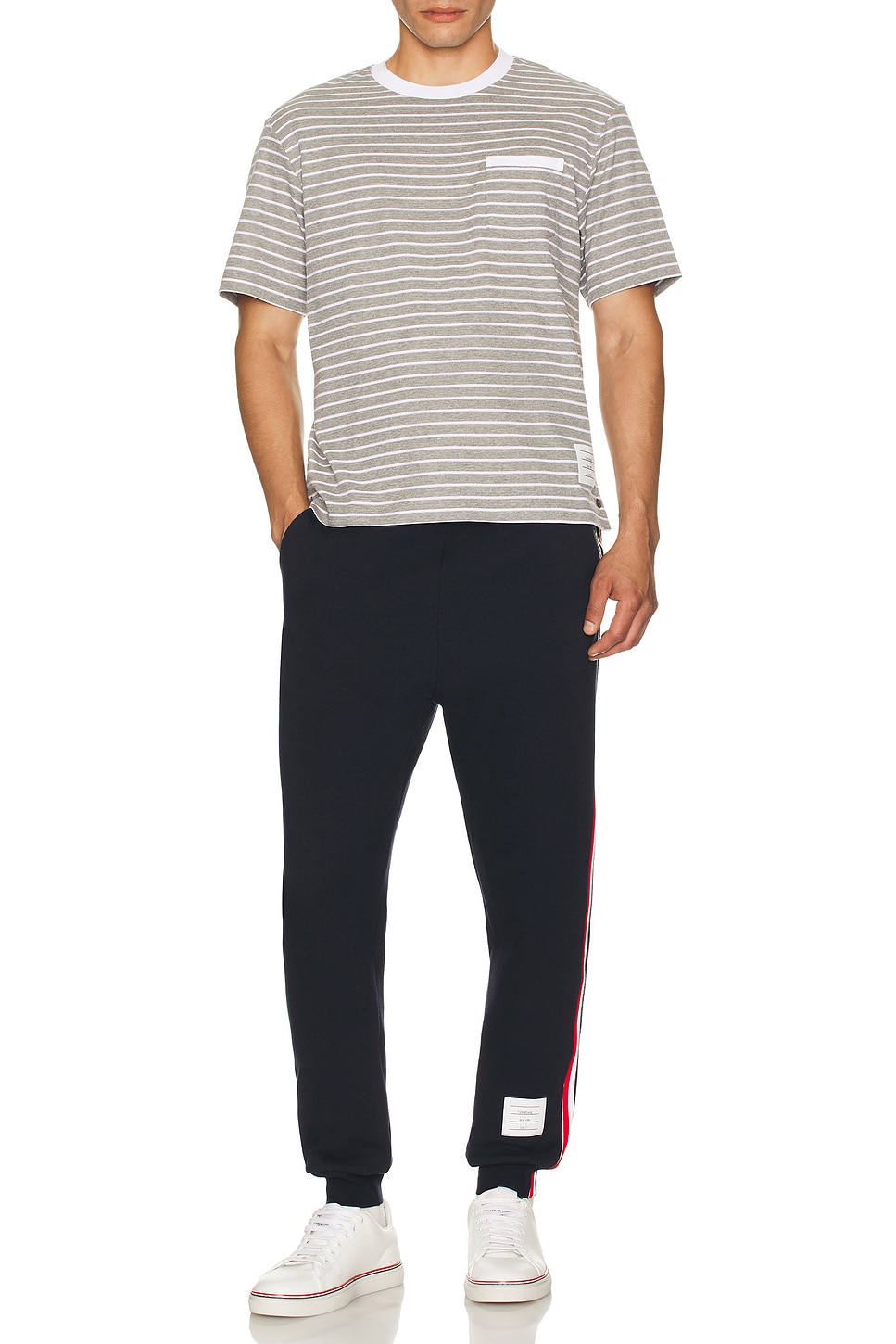 

Футболка с карманом и коротким рукавом Thom Browne, Medium Grey