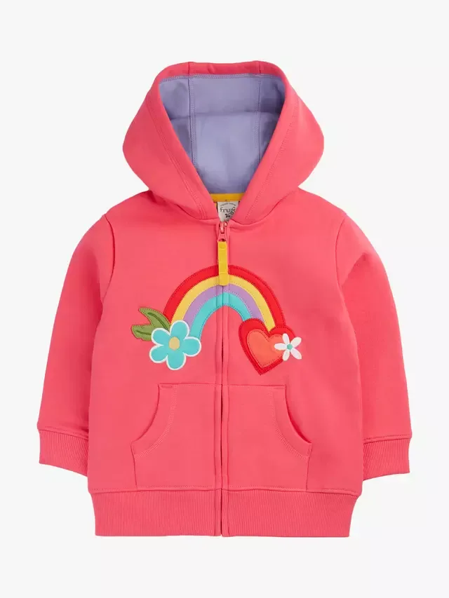 Детская толстовка Carbis на молнии с аппликацией, цвет ревень/радуга Frugi