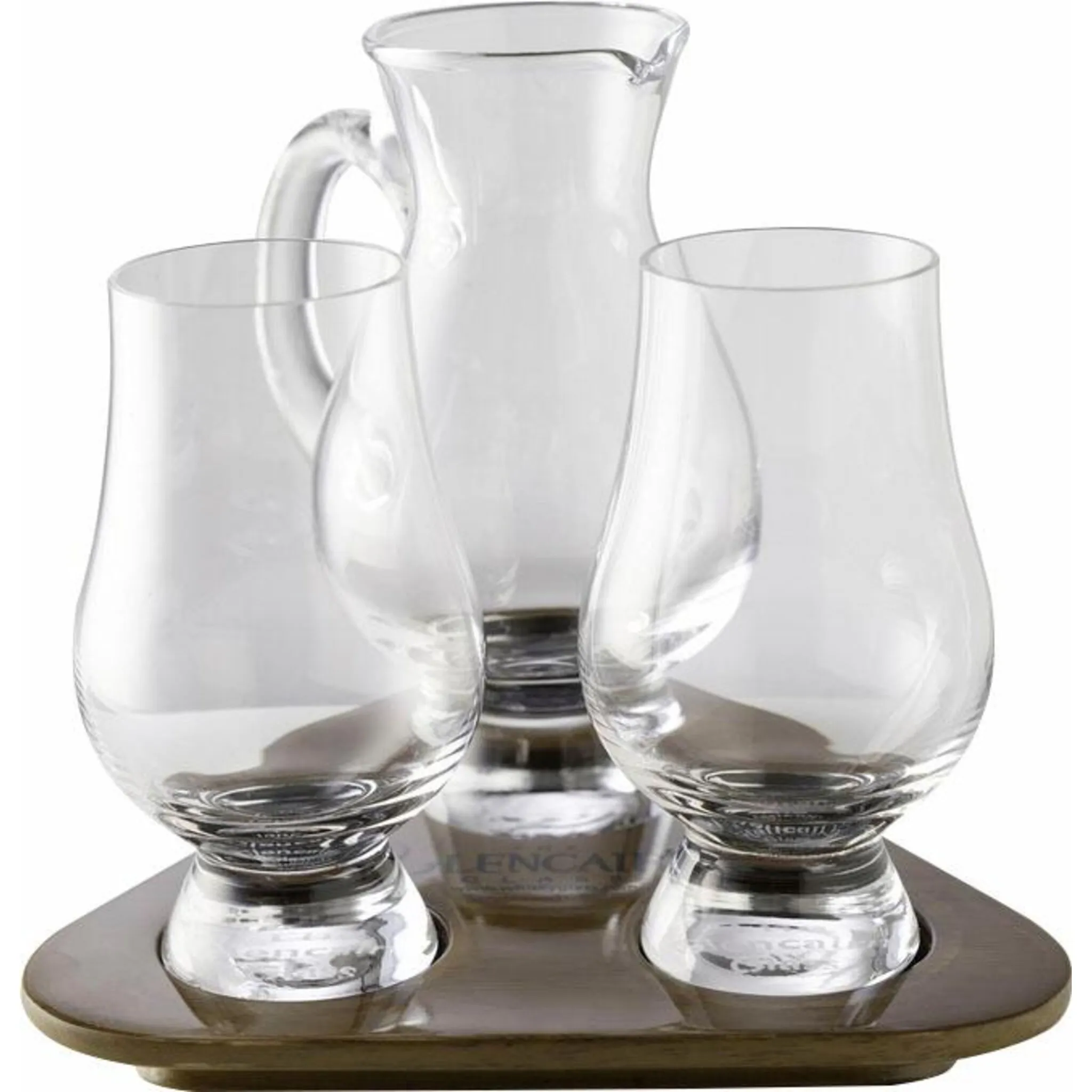 

Стакан для виски Stölzle «Glencairn Glass», (набор, 3 шт.), 2 стакана, 1 кувшин на подносе, цвет transparent