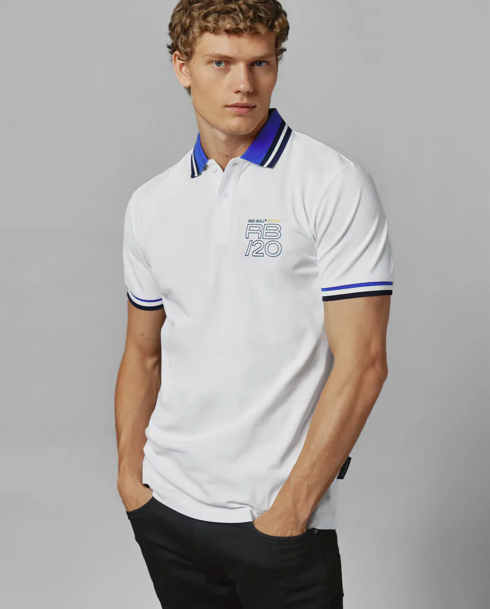 

Мужская рубашка-поло из пике с короткими рукавами и принтом логотипа Red Bull Racing Pepe Jeans, белый