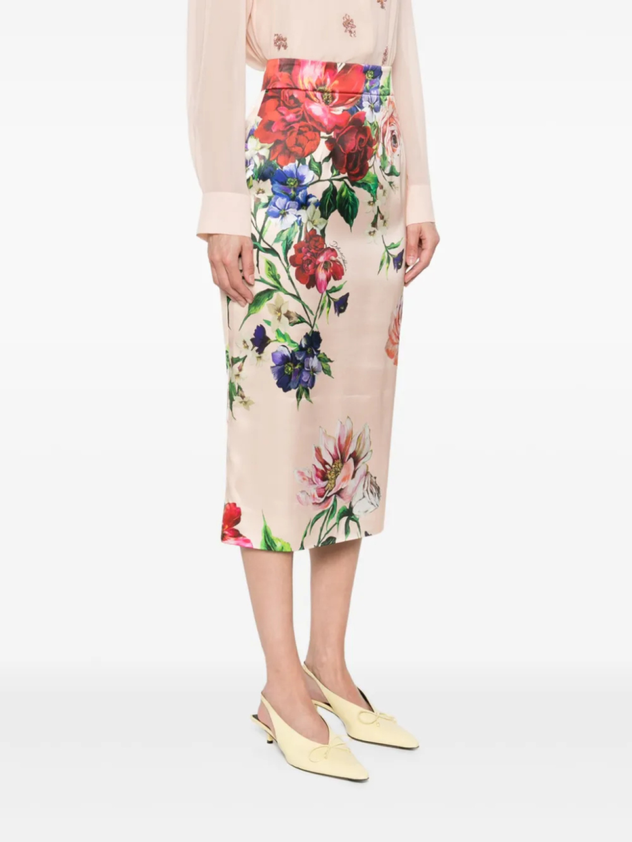 Юбка миди с цветочным принтом Dolce & Gabbana, розовый — фото 3