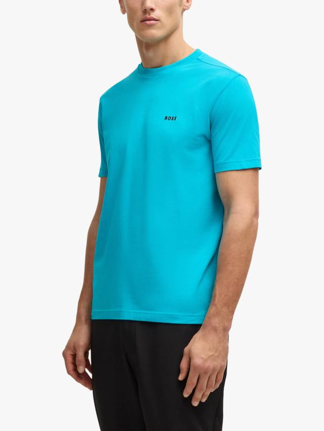 

BOSS Футболка с коротким рукавом и логотипом Regular Fit из хлопкового микса HUGO BOSS, Light Blue
