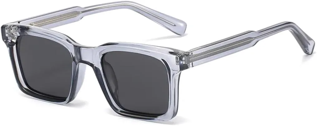 

Квадратные солнцезащитные очки для мужчин, солнцезащитные очки с сердечником из нержавеющей стали, качественные очки для вождения и рыбалки TVTBBVV, Transparent Gray