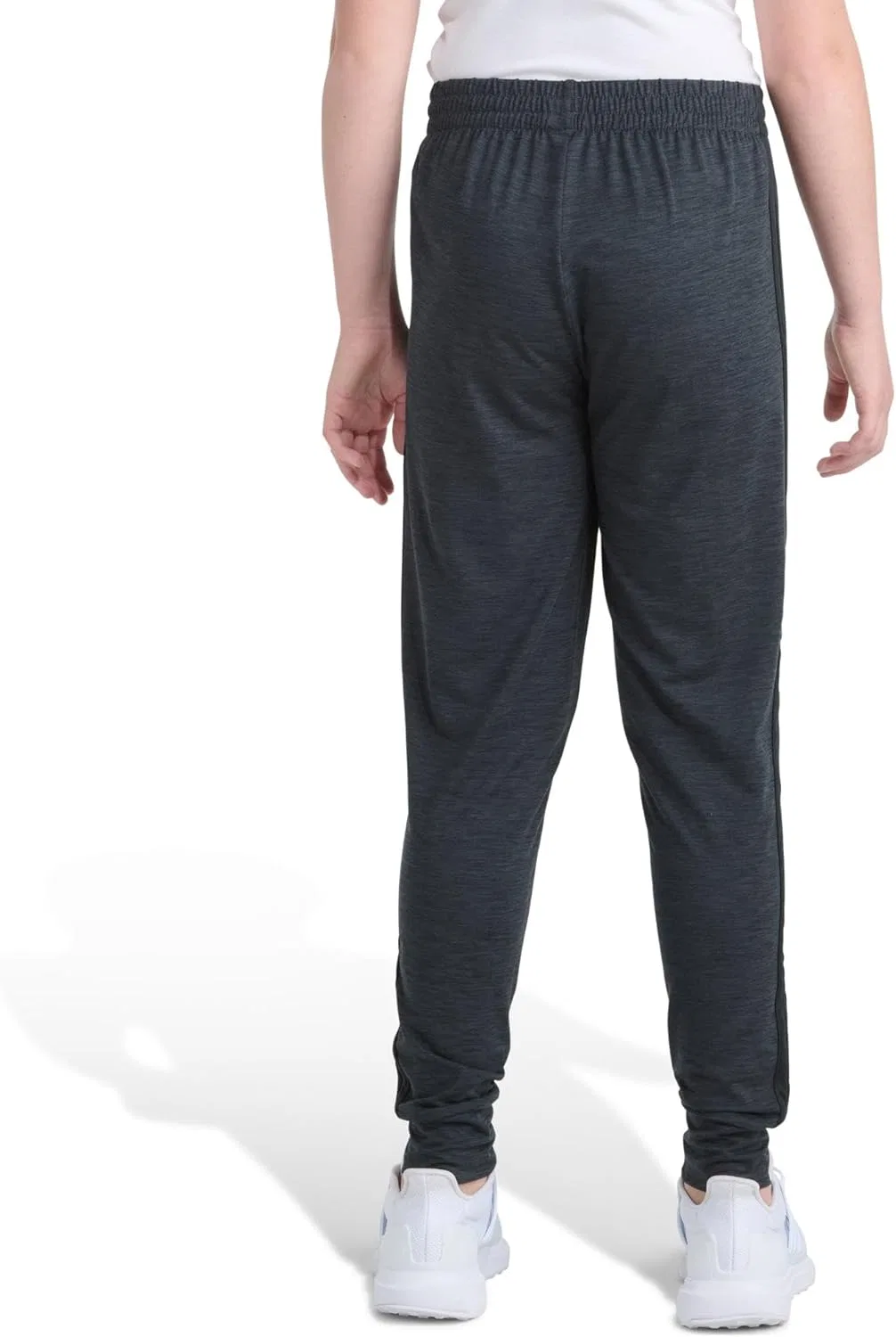 Детские спортивные брюки Adidas Melange с тремя полосками, Grey With Black Mélange — фото 4