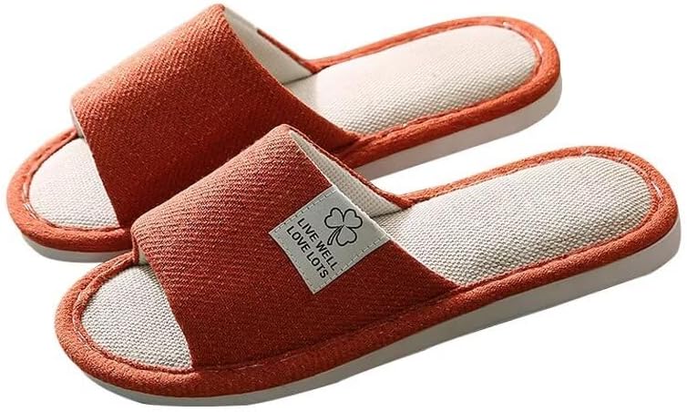 

Женские и мужские дышащие тапочки для ванной Zonkacen из хлопка и льна для домашней носки, оранжевый