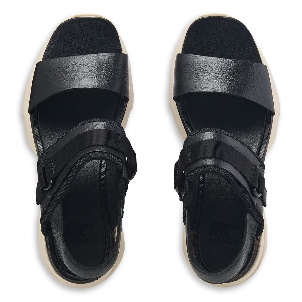 Босоножки Sorel с ремешком на заднике и каблуком Kinetic impact, black/chalk — фото 4