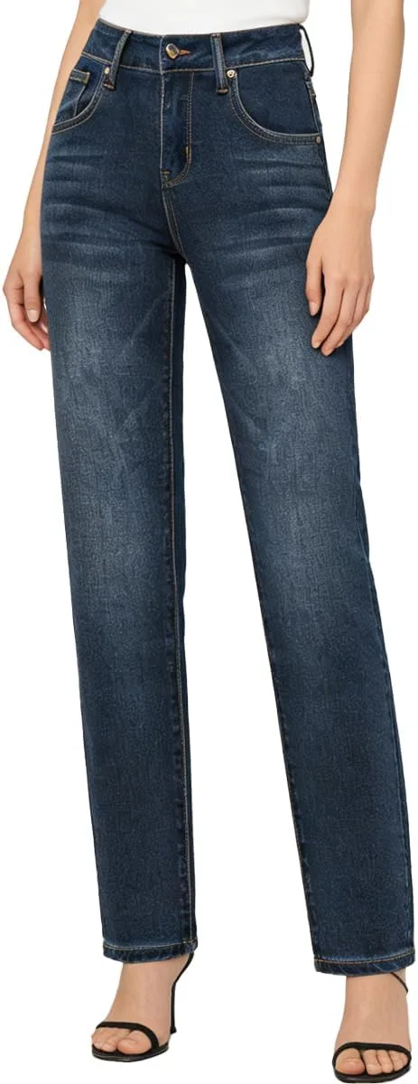 

Женские джинсы Casual Mid Waist Slim Fit Straight Leg