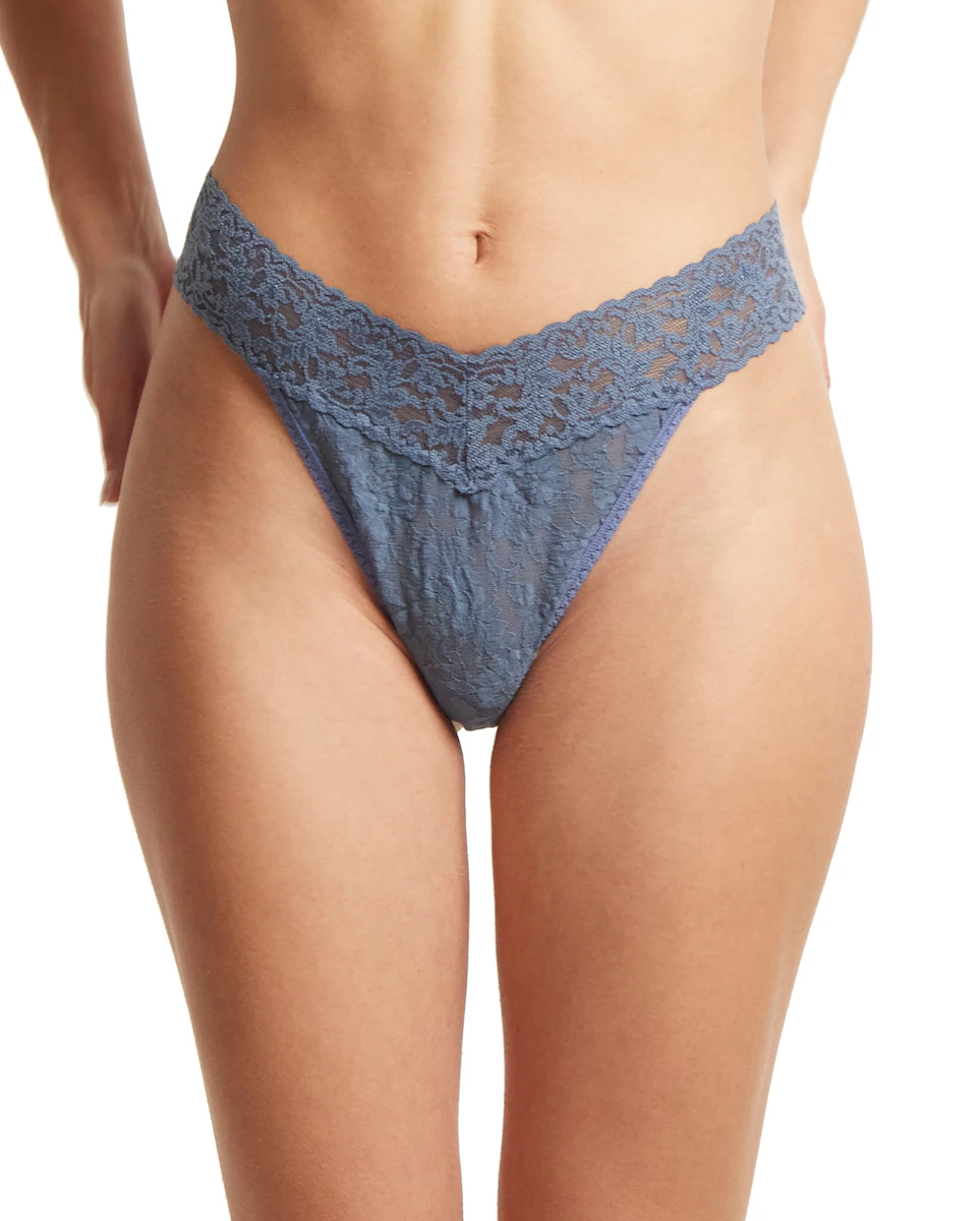 

V-образные кружевные стринги с высокой талией Hanky Panky, серый
