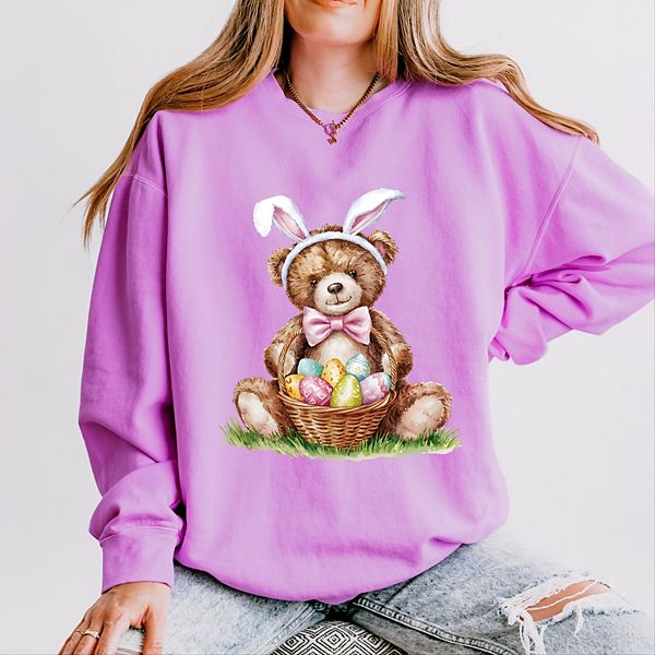 

Свитшот женский легкий garment dyed Teddy bear easter basket watercolor Simply Sage Market, Neon Violet, Зеленый, Свитшот женский легкий garment dyed Teddy bear easter basket watercolor Simply Sage Market, Neon Violet