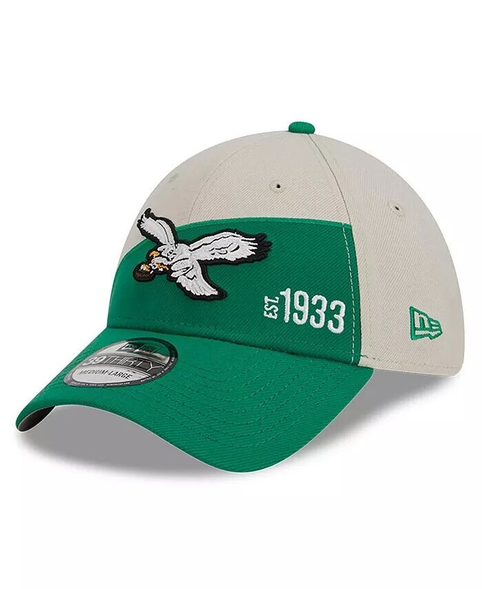 

Мужская кремовая кепка Kelly Green Philadelphia Eagles 2023 Sideline Historic 39THIRTY Flex Hat New Era, слоновая кость/кремовый
