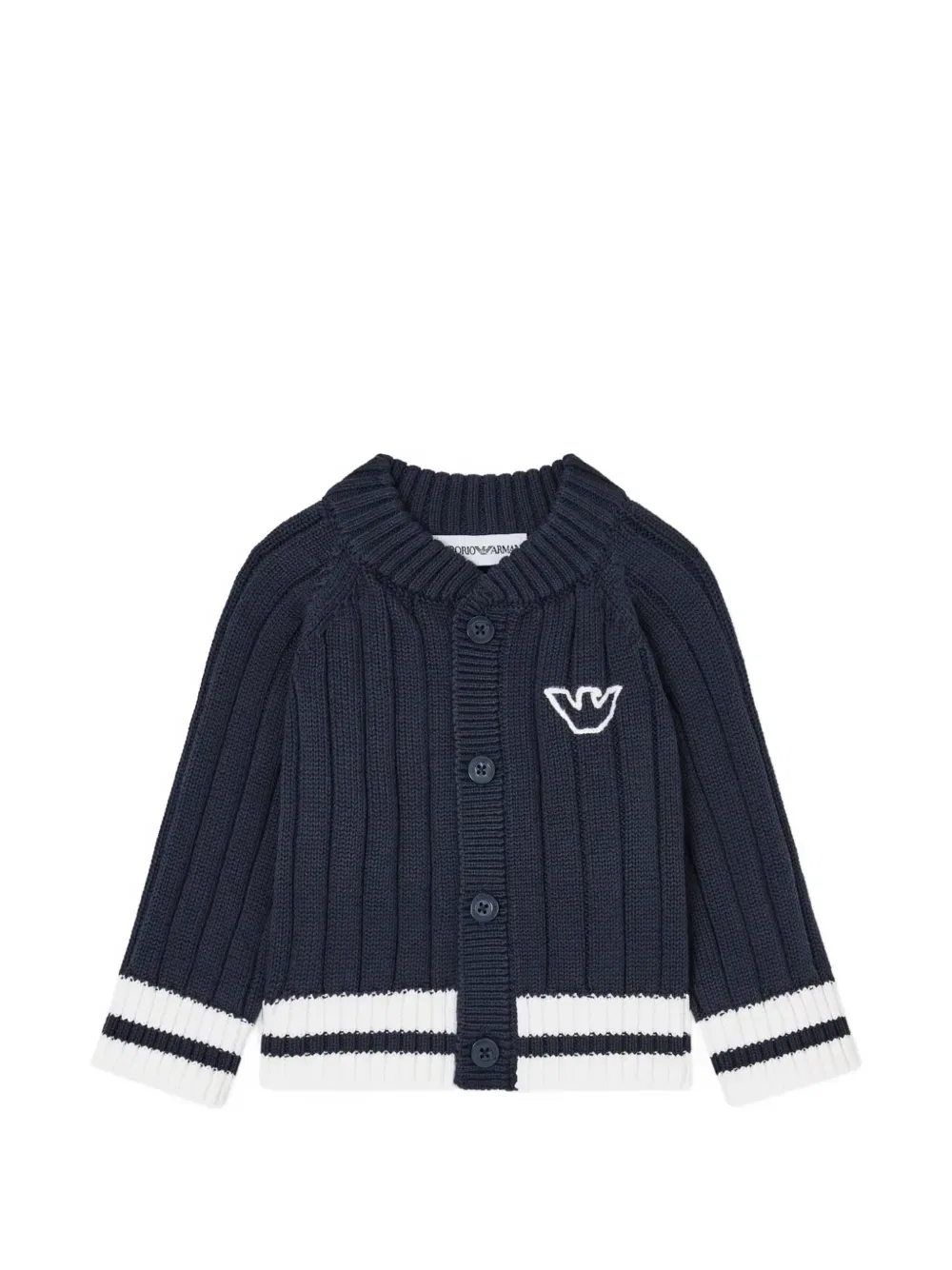 Кардиган в полоску в рубчик Emporio Armani Kids, синий