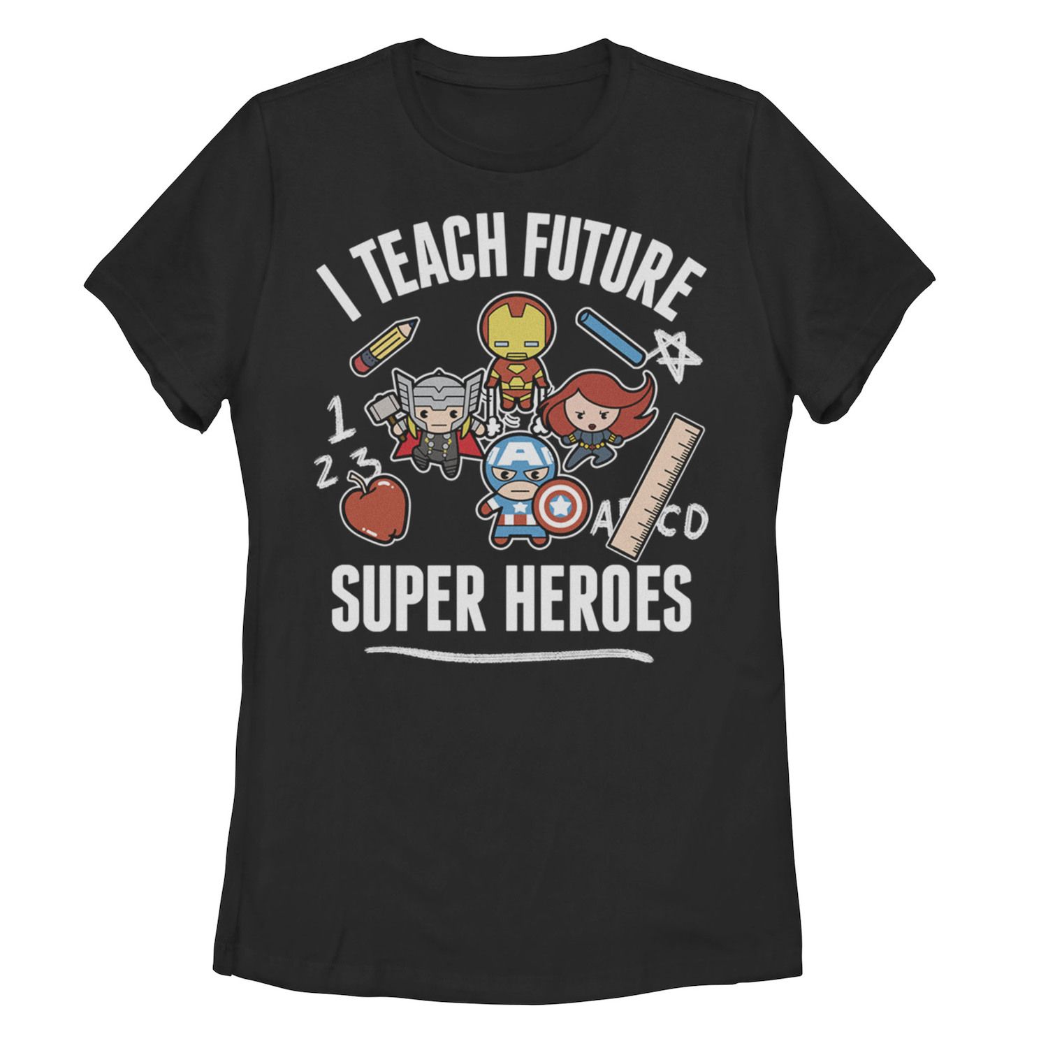 

Классическая футболка с рисунком Marvel Avengers для юниоров «Teach Future Super Heroes» Licensed Character