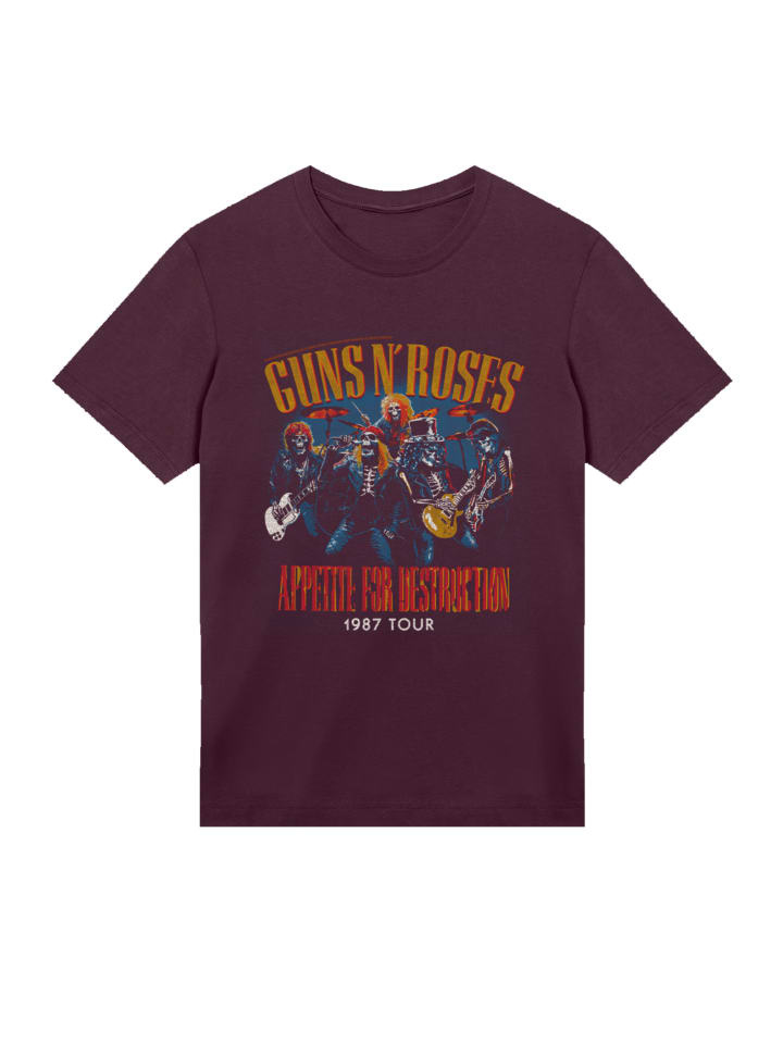 

Футболка Guns N' Roses 1987 Tour Vintage Rock темно-бордового цвета F4NT4STIC, Красный, Футболка Guns N' Roses 1987 Tour Vintage Rock темно-бордового цвета F4NT4STIC