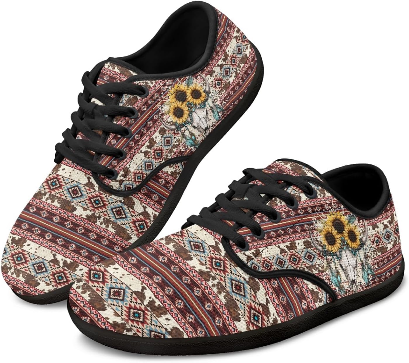 

Женские и мужские кроссовки HUIACONG, Aztec Sunflower Cow Stripe Sheepshead