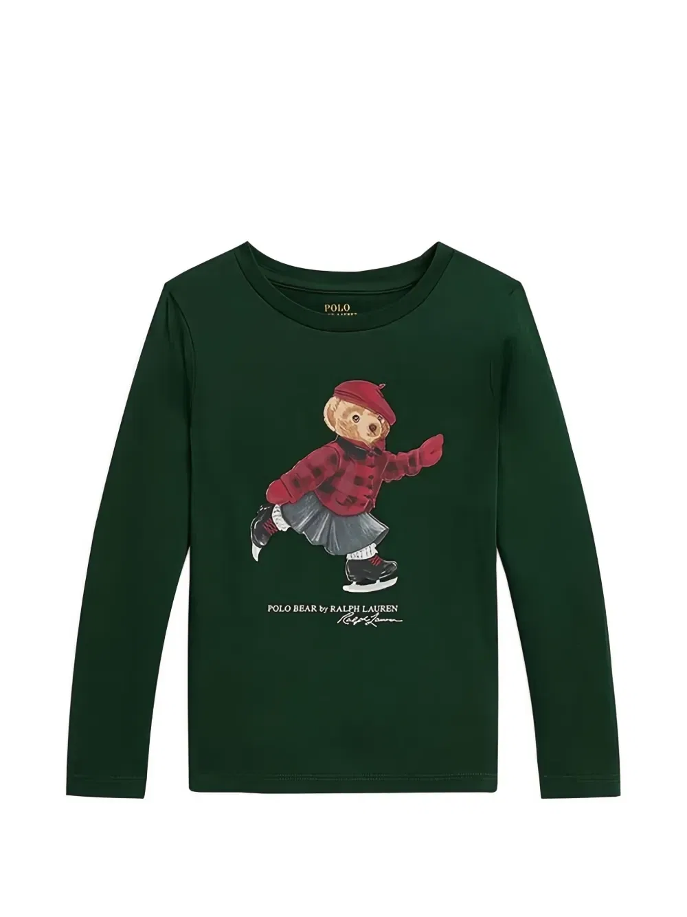 Футболка с длинными рукавами и принтом медведя Polo Ralph Lauren Kids, зеленый