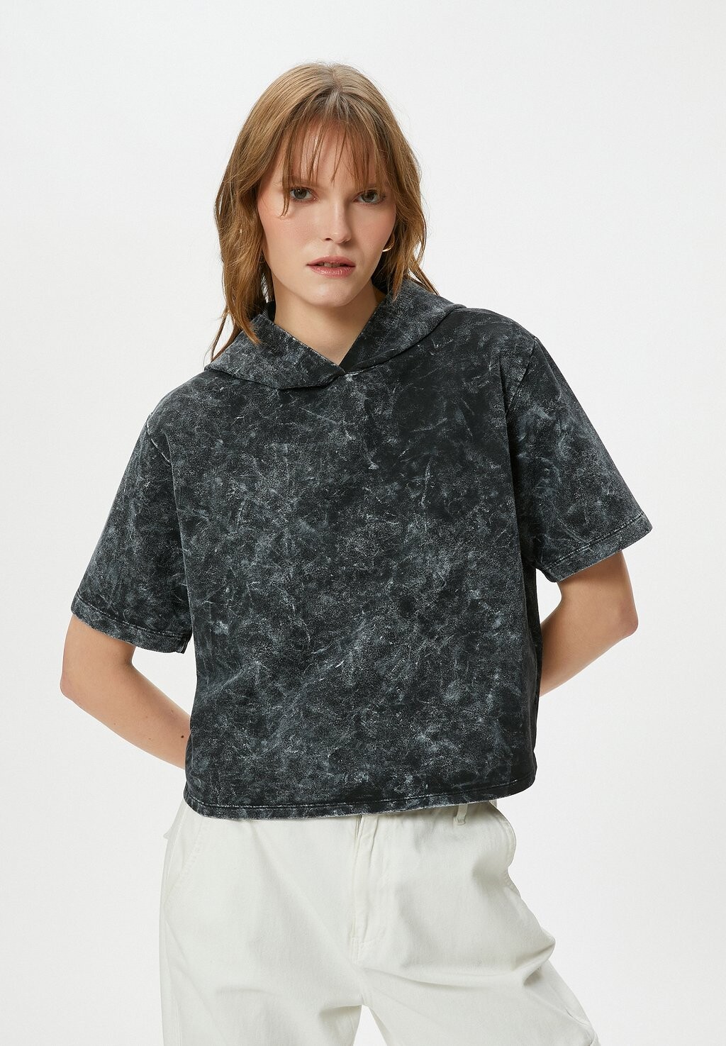 

Футболка с принтом WASH EFFECT SHORT SLEEVE Koton, антрацит