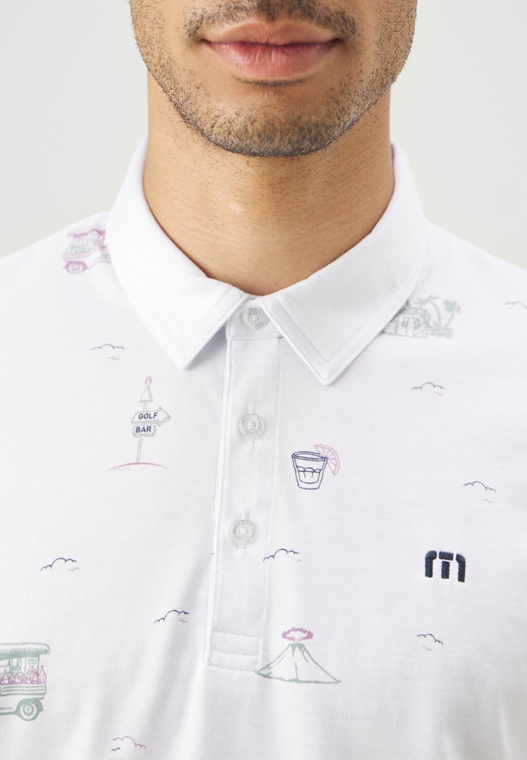 

Рубашка поло TIKI MAPES PRINT TravisMathew, белый