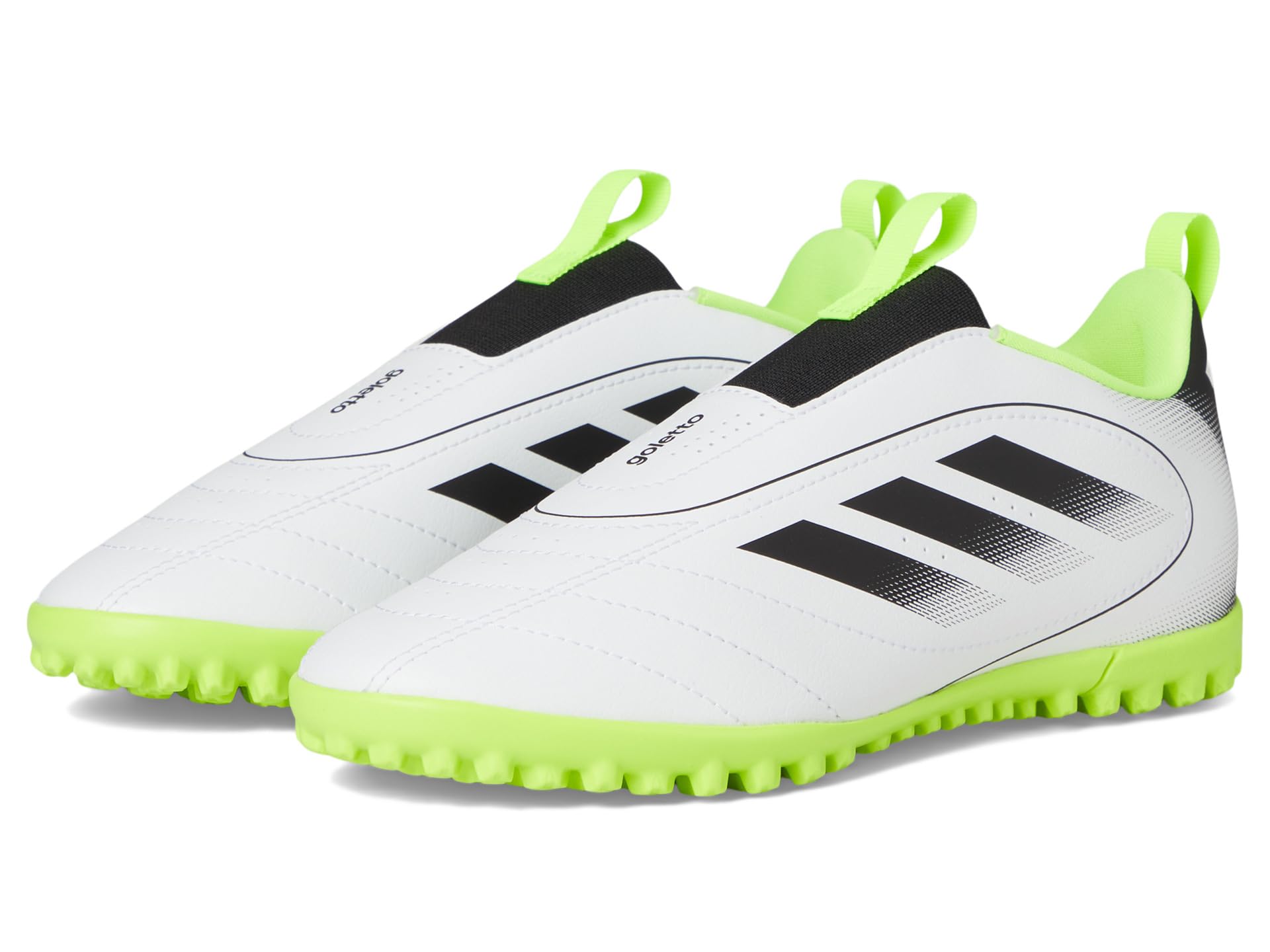 

Кроссовки adidas Kids Goletto Ix Laceless Turf Soccer Cleats, цвет White/Black/Lucid Lemon