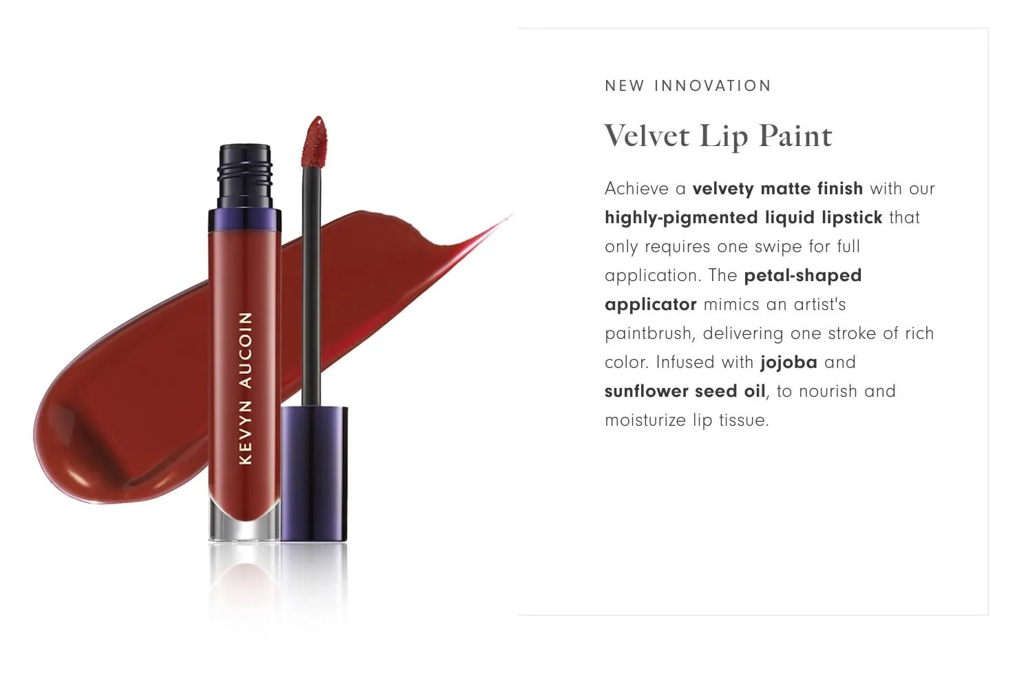 Помада Kevyn Aucoin Velvet Lip Paint: матовое покрытие на весь день. Не размазывается, обладает высокой пигментацией, быстро сохнет, невесомая формула. Сделано в Италии., STRIKING — фото 2