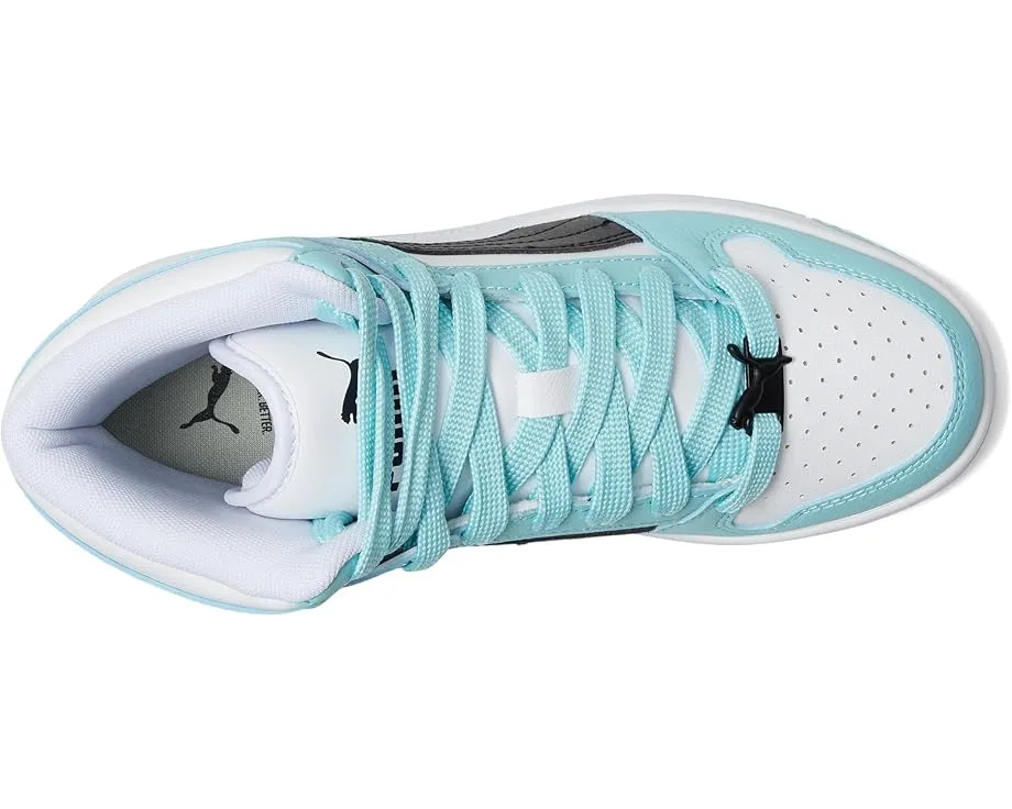 Кроссовки PUMA Kids Rebound Layup Mid (Big Kid), Puma White/Puma Black/Safe LakeSee Less — фото 2