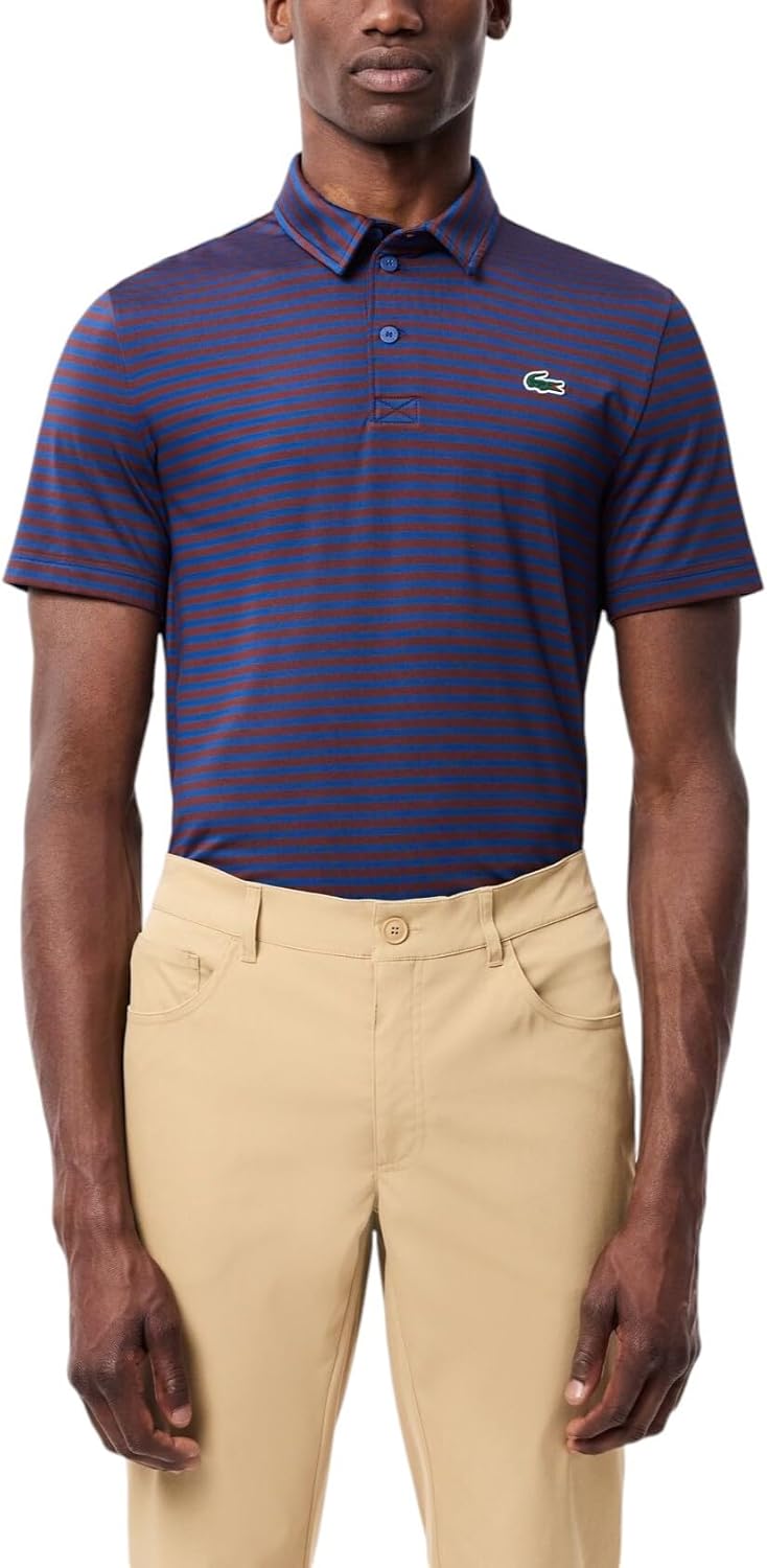 Поло Lacoste Sport Regular Fit, для гольфа, Globe/Expresso Striped