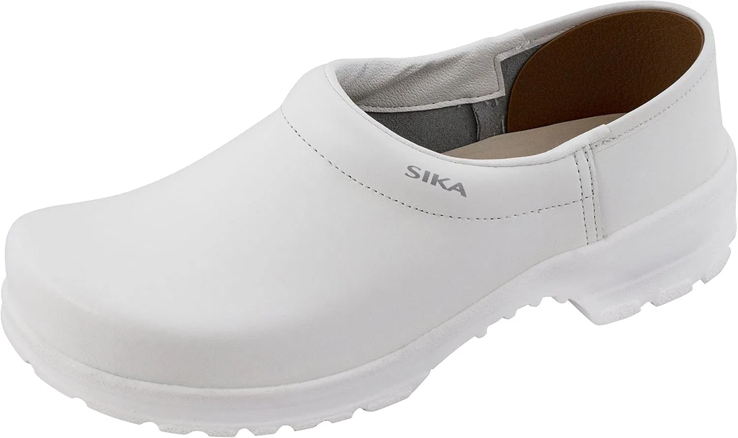 Сабо SIKA Komfort Unisex-Freizeitclogs, Schuhe mit breitem Holzfußbett, rutschfeste, Stoßdämpfende PU-Sohle, Permair-Leder, Strapazierfähige Geschlossene Сабо для работы и общего комфорта, White
