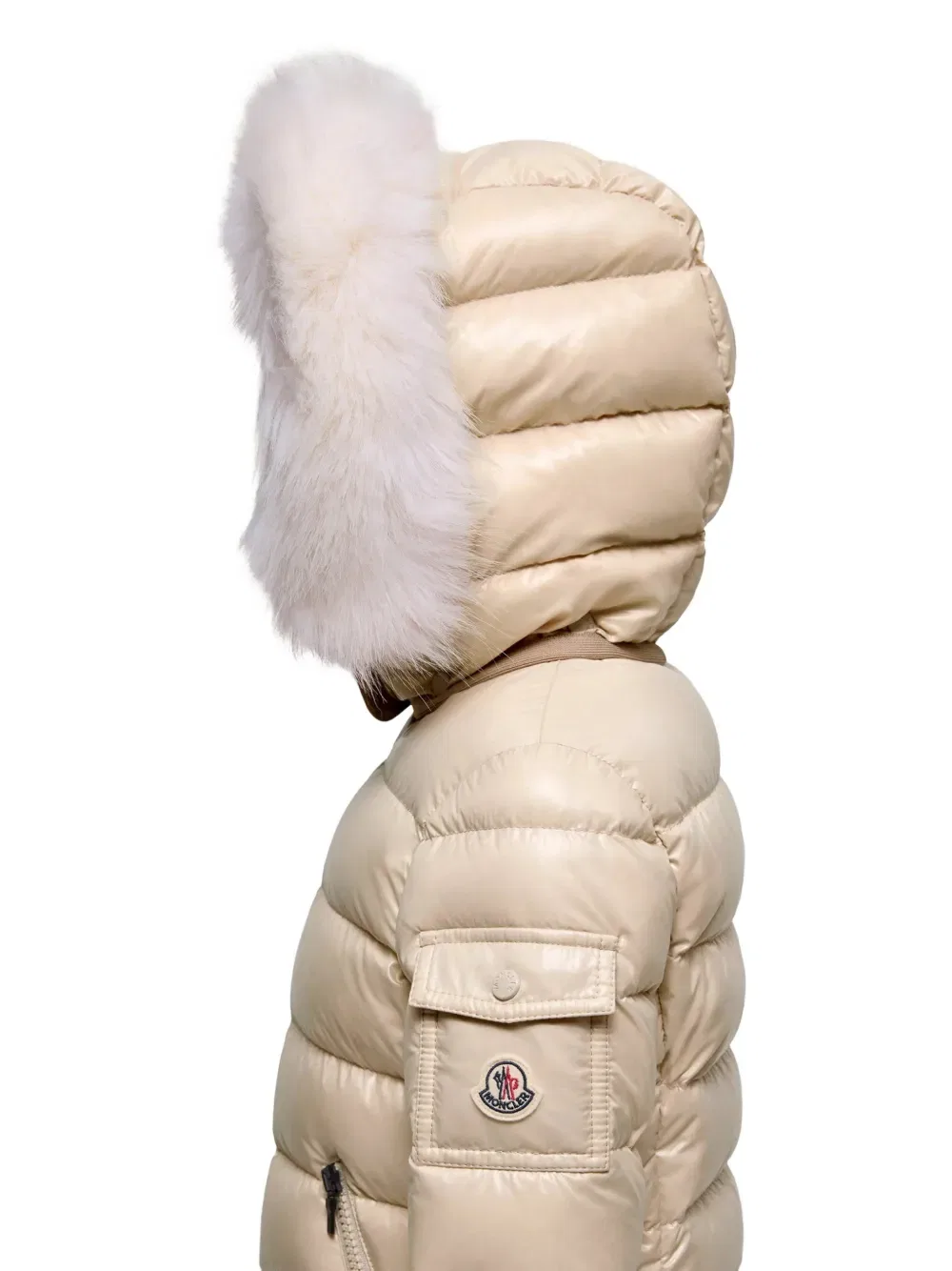 Куртка Badyf с капюшоном и отделкой из искусственного меха Moncler Enfant, нейтральный — фото 3