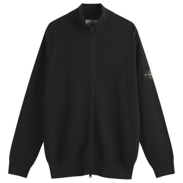 

Кардиган из хлопка в рубчик на молнии Stone Island, черный