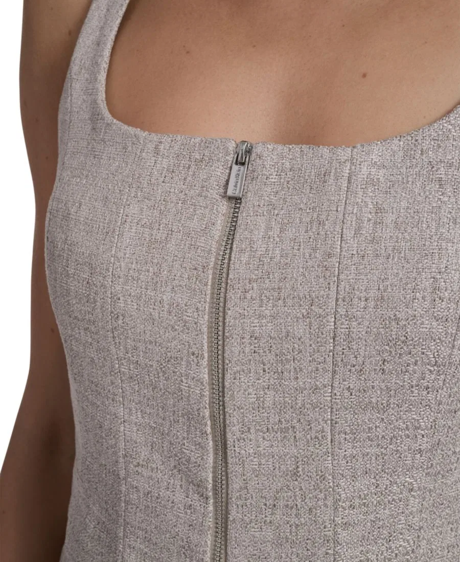Женский оригинальный жилет на молнии спереди Calvin Klein, Latte Multi — фото 4