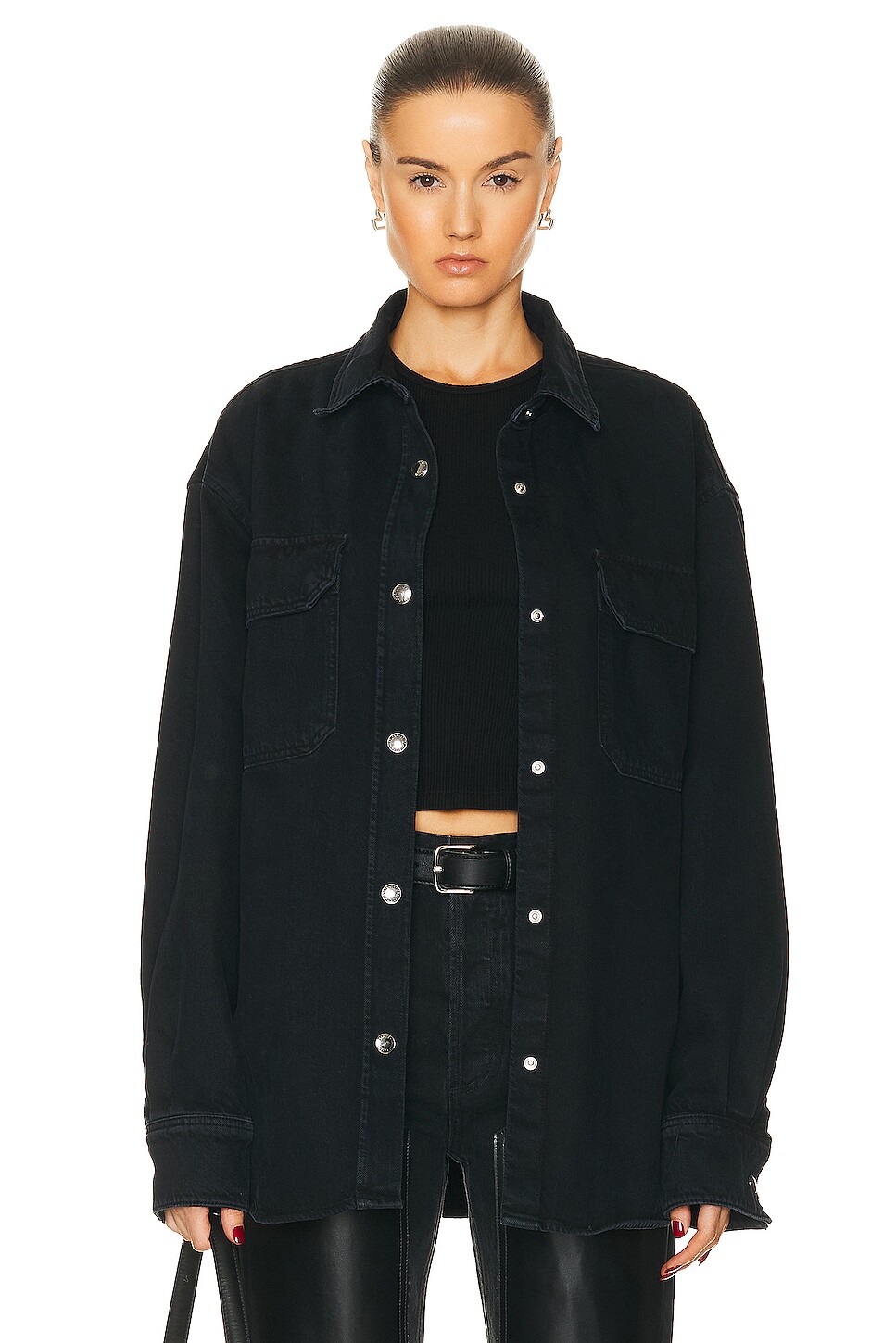 

Рубашка Agolde Camryn Upsized Denim Shirt, цвет Crushed