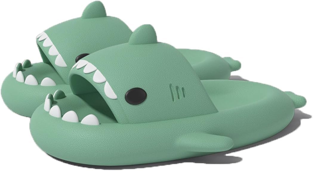 

Мужские и женские шлепанцы Glemall с акулой, забавные шлепанцы Cloud Shark, открытый носок, противоскользящие, быстросохнущие, сандалии для душа с мягкой толстой подошвой, светло-зеленый