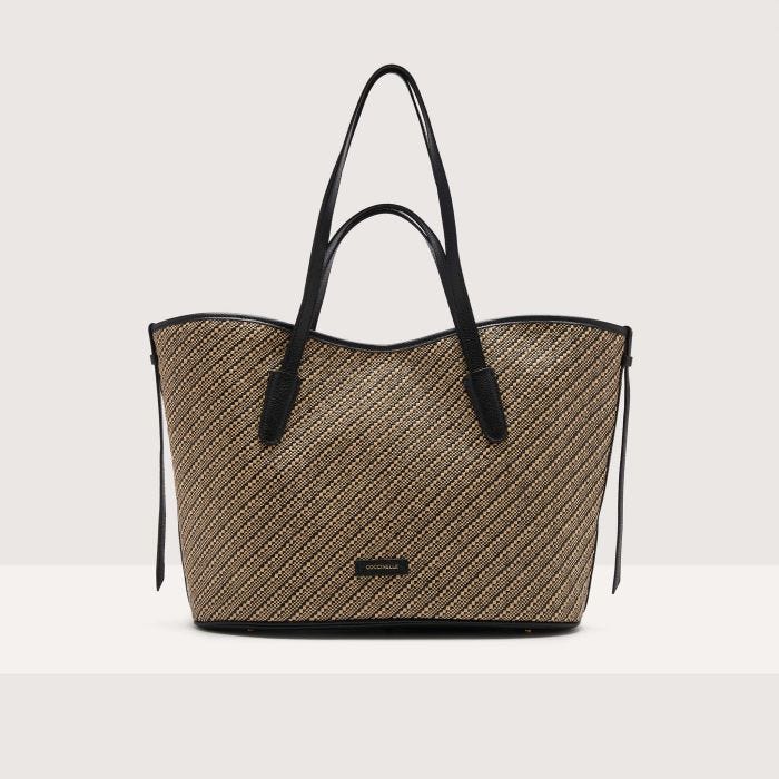

Сумка-тоут Coccinelle New Never Without bag Bicolor Straw Large, цвет Multi Noir/Noir
