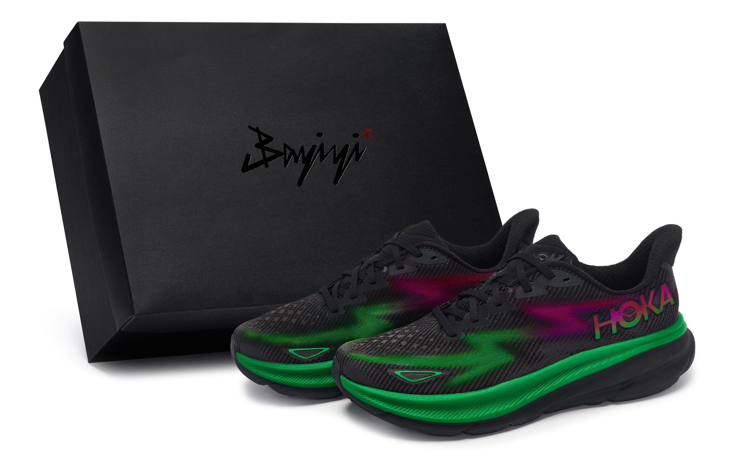 

HOKA ONE ONE Кроссовки мужские Clifton 9 с низким верхом, зеленые/розово-красные